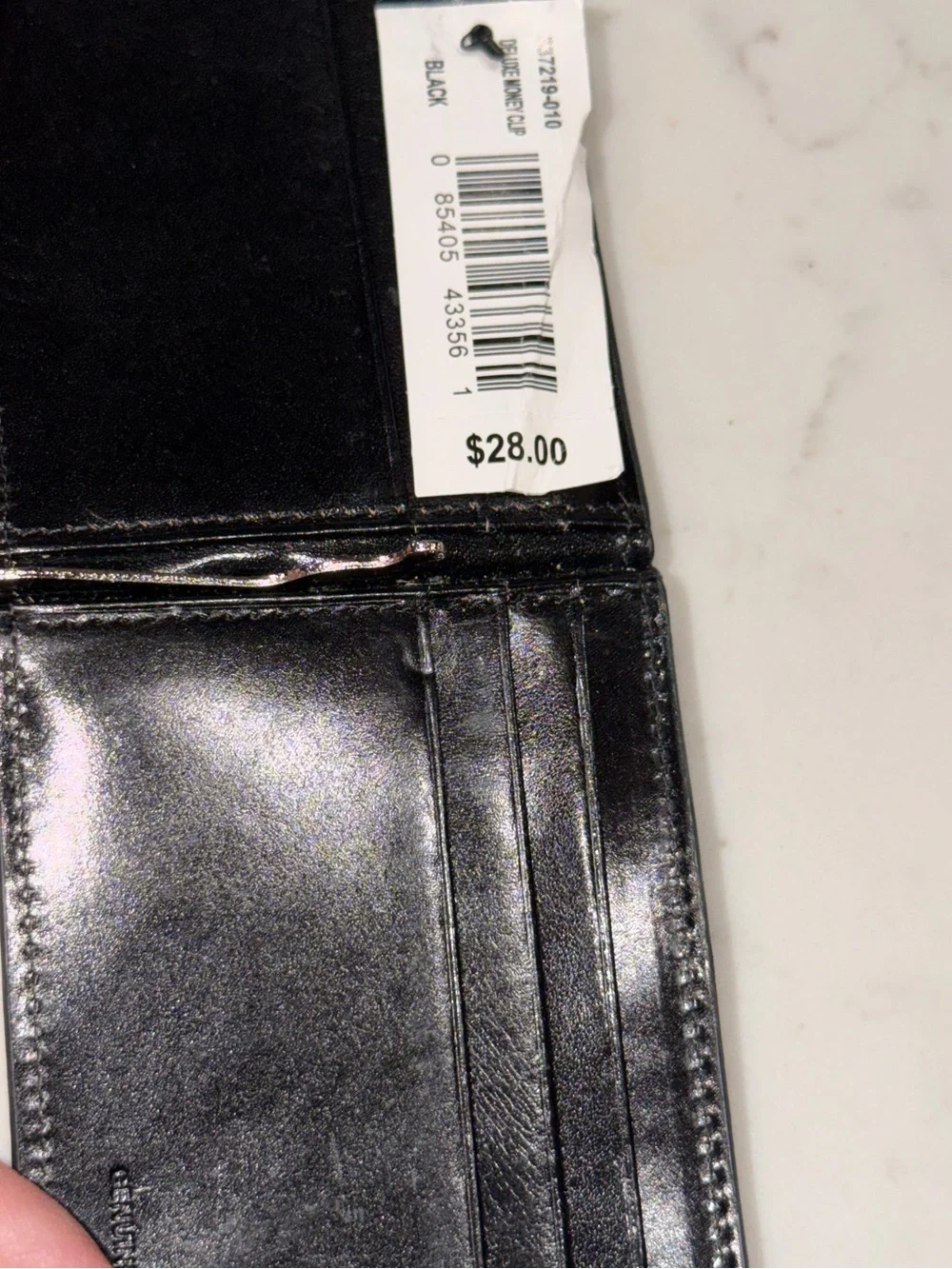 Classic Black Leather Money Clip Wallet - Men Accessories